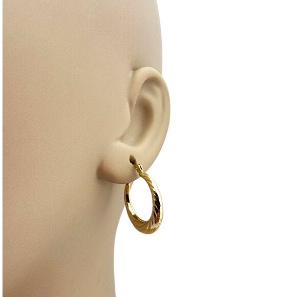 14K Yellow Gold Twisted Hoop Earrings #22724 - Picture 9 of 11